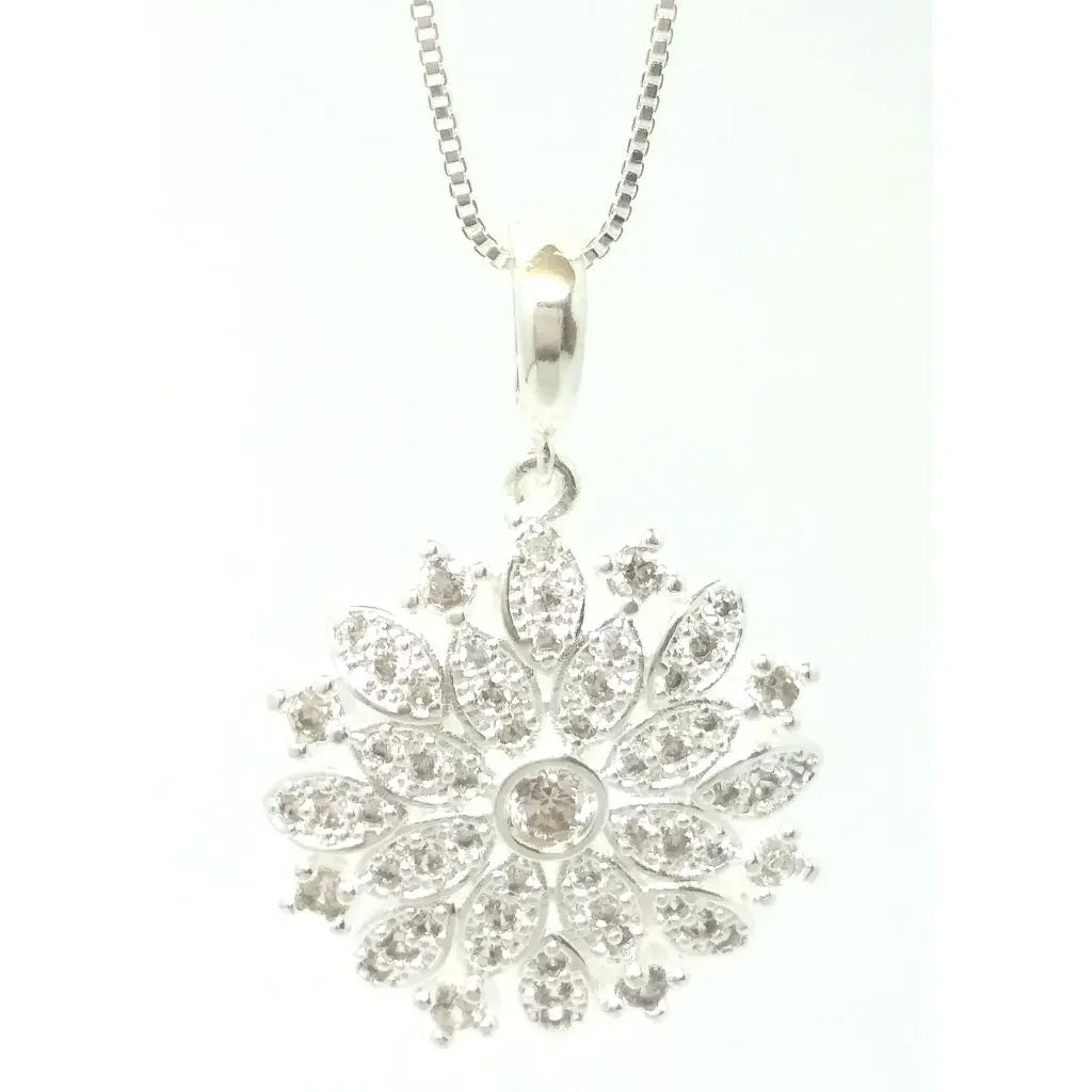 Colar geométrico floral zircônias cristal banhado em Prata 925 Majuh Semijoias Handmade