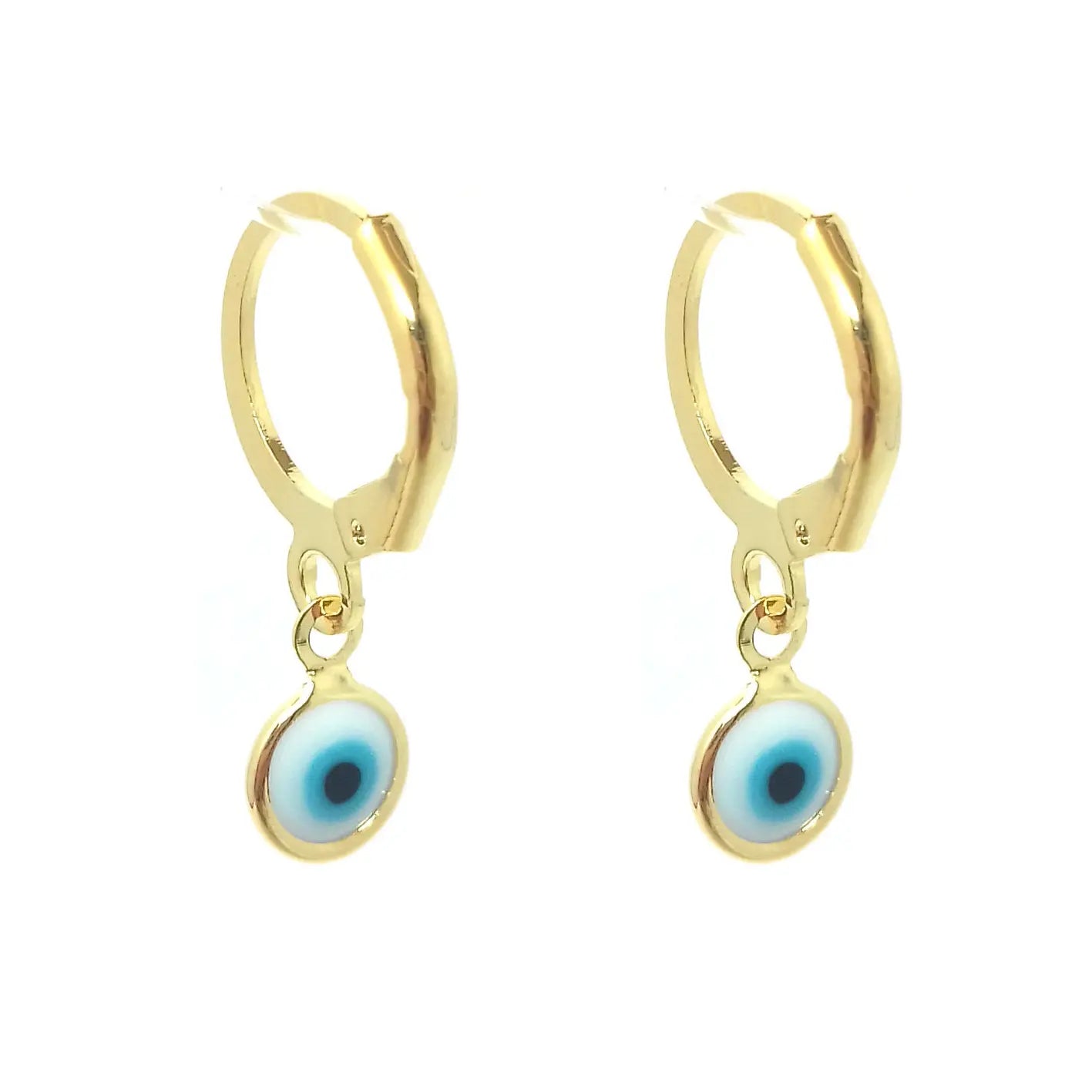 Brinco argola proteção olho grego olho turco banhado em Ouro 18k Majuh Semijoias Handmade