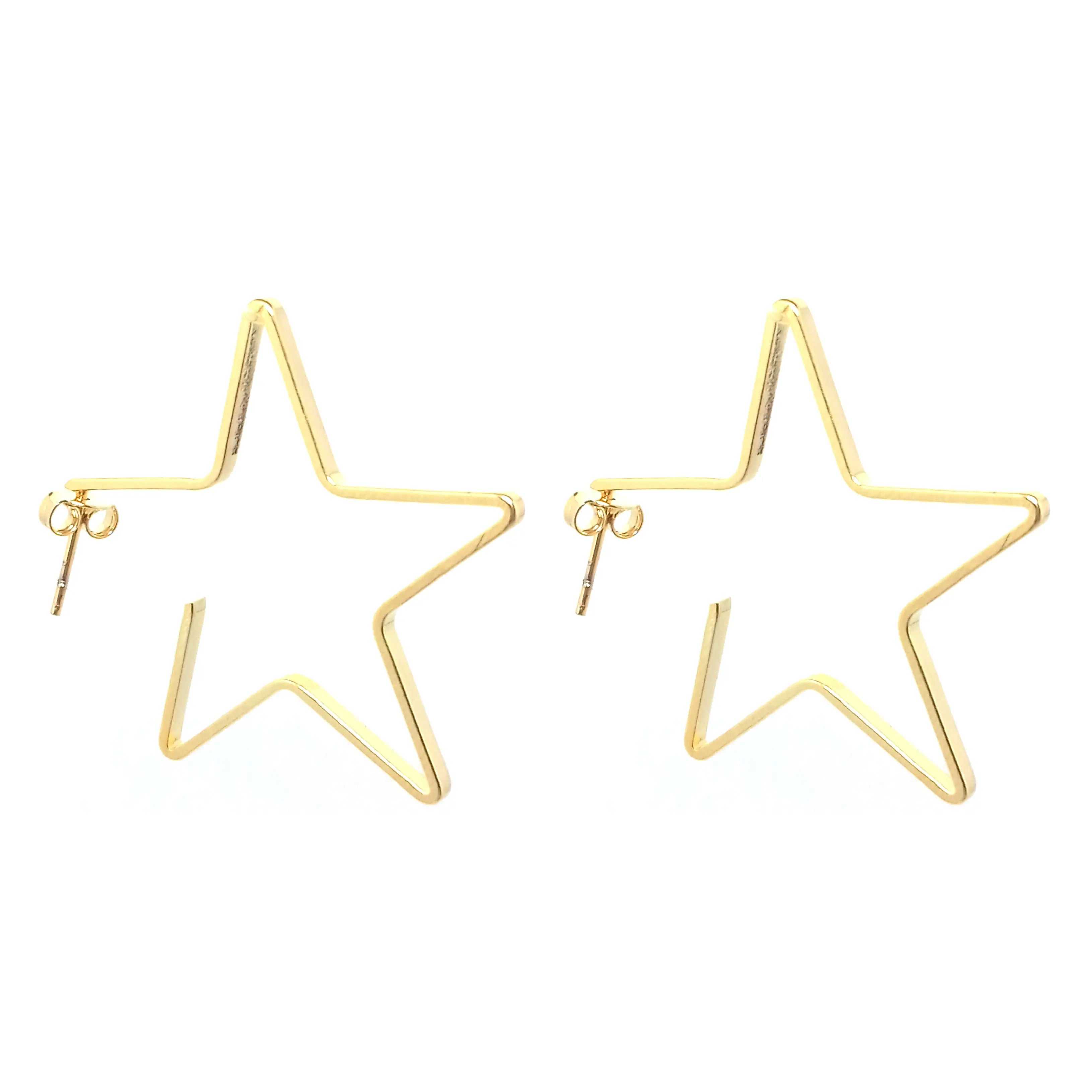 Brinco geométrico estrela banho em Ouro 18k Majuh Semijoias Handmade