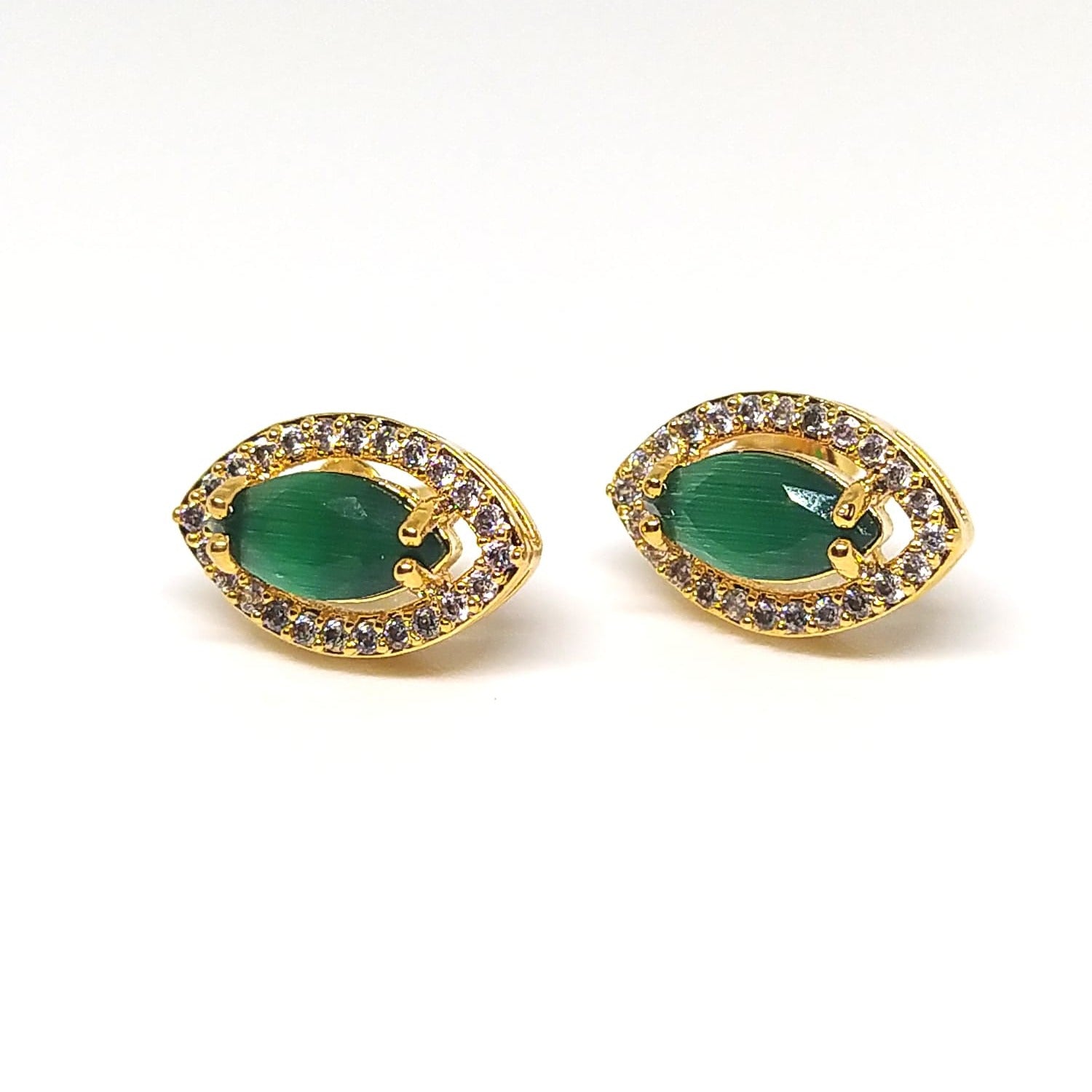Conjunto colar e brinco zircônia verde esmeralda banhado em ouro 18k